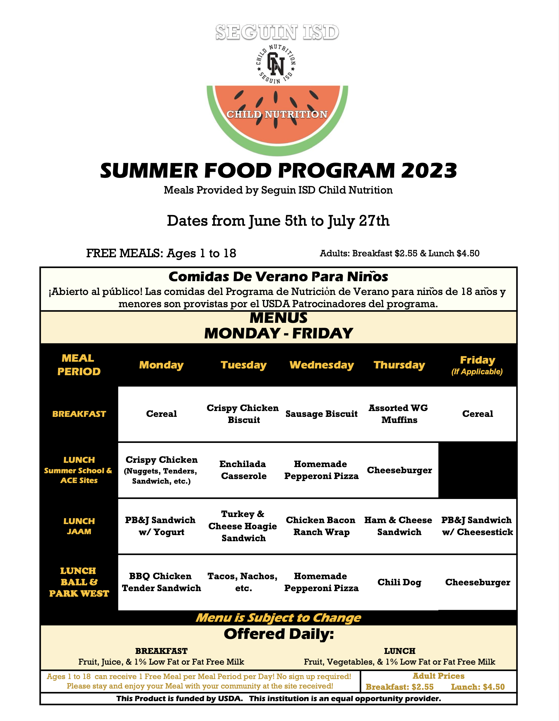 2023 Summer Meal program