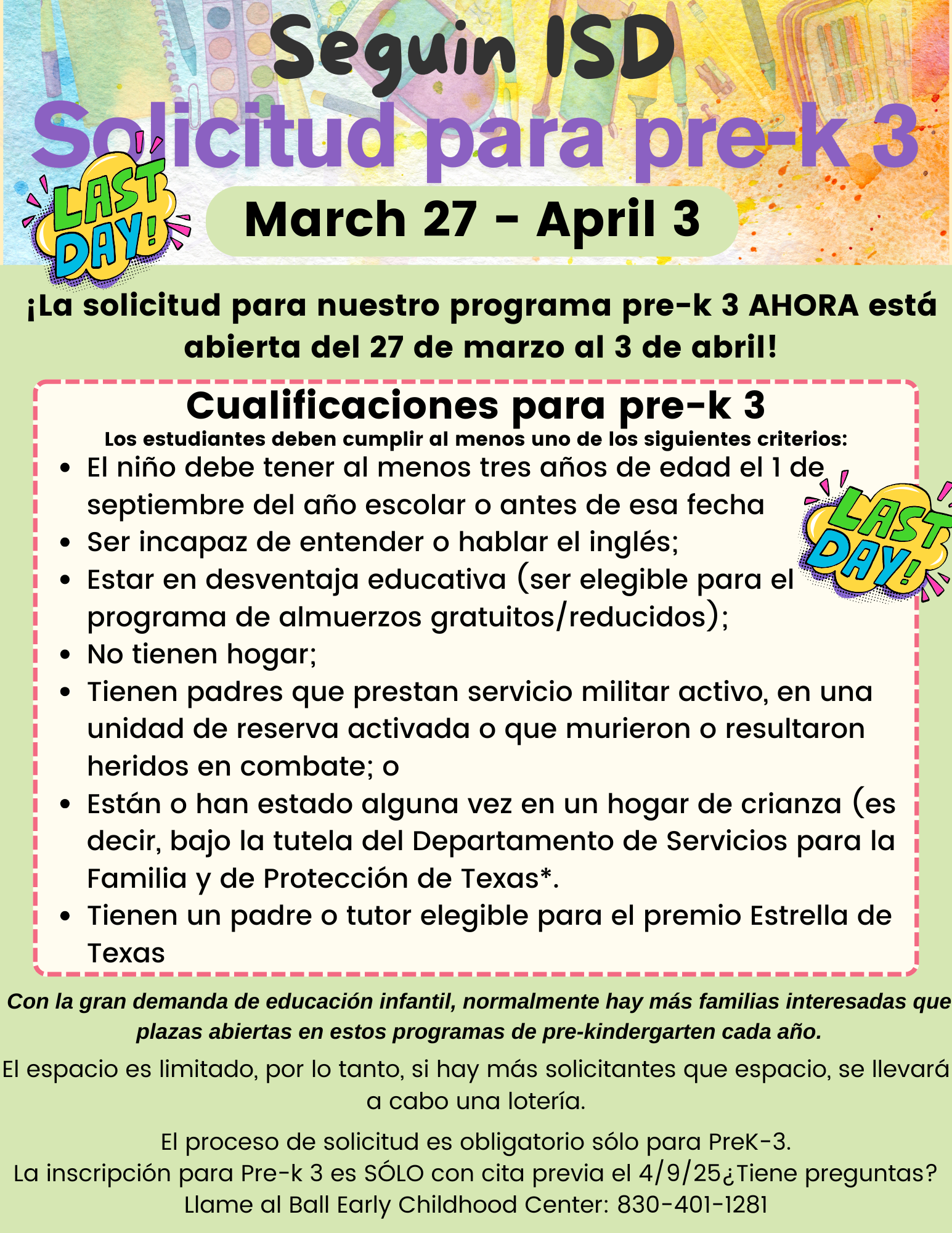 Pre-K Application Flyer Spanish