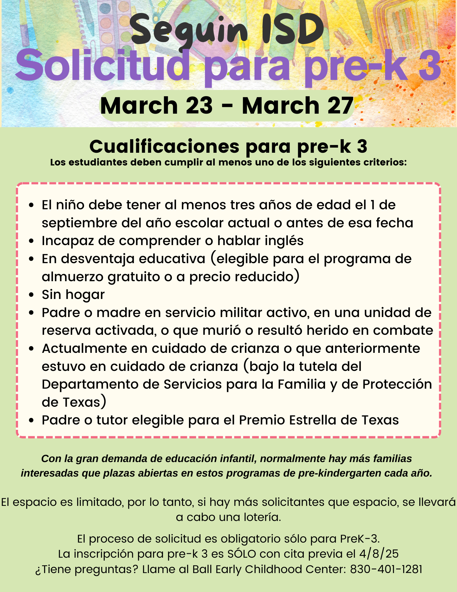 Pre-K 3 Save the date Spanish