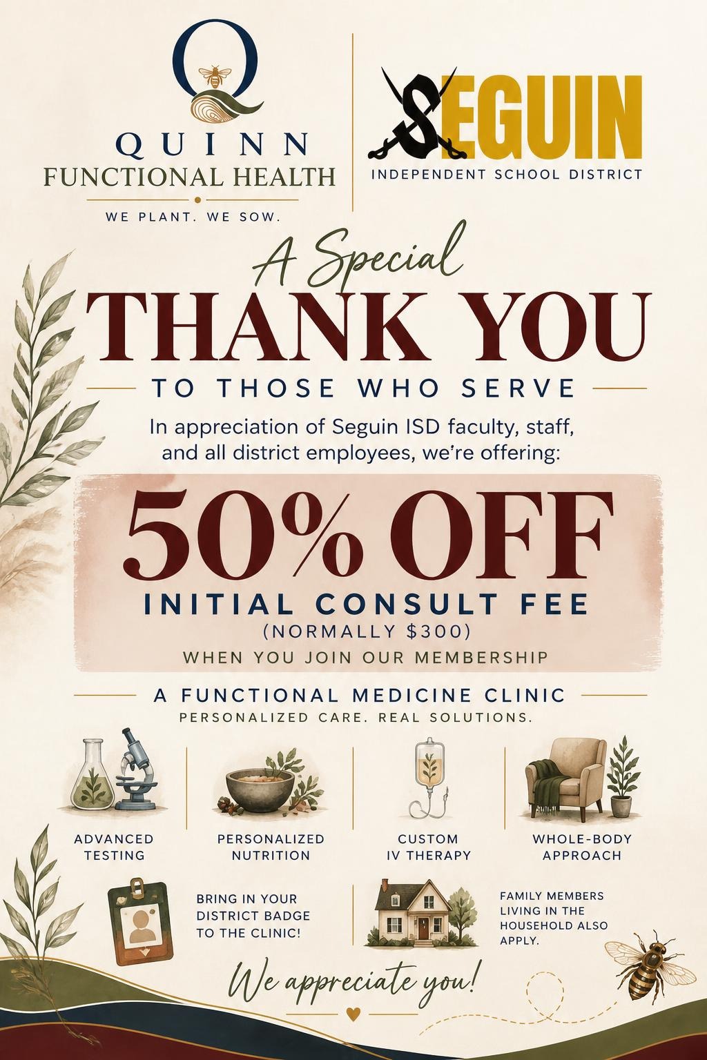 Quinn Functional Health Discount Flyer