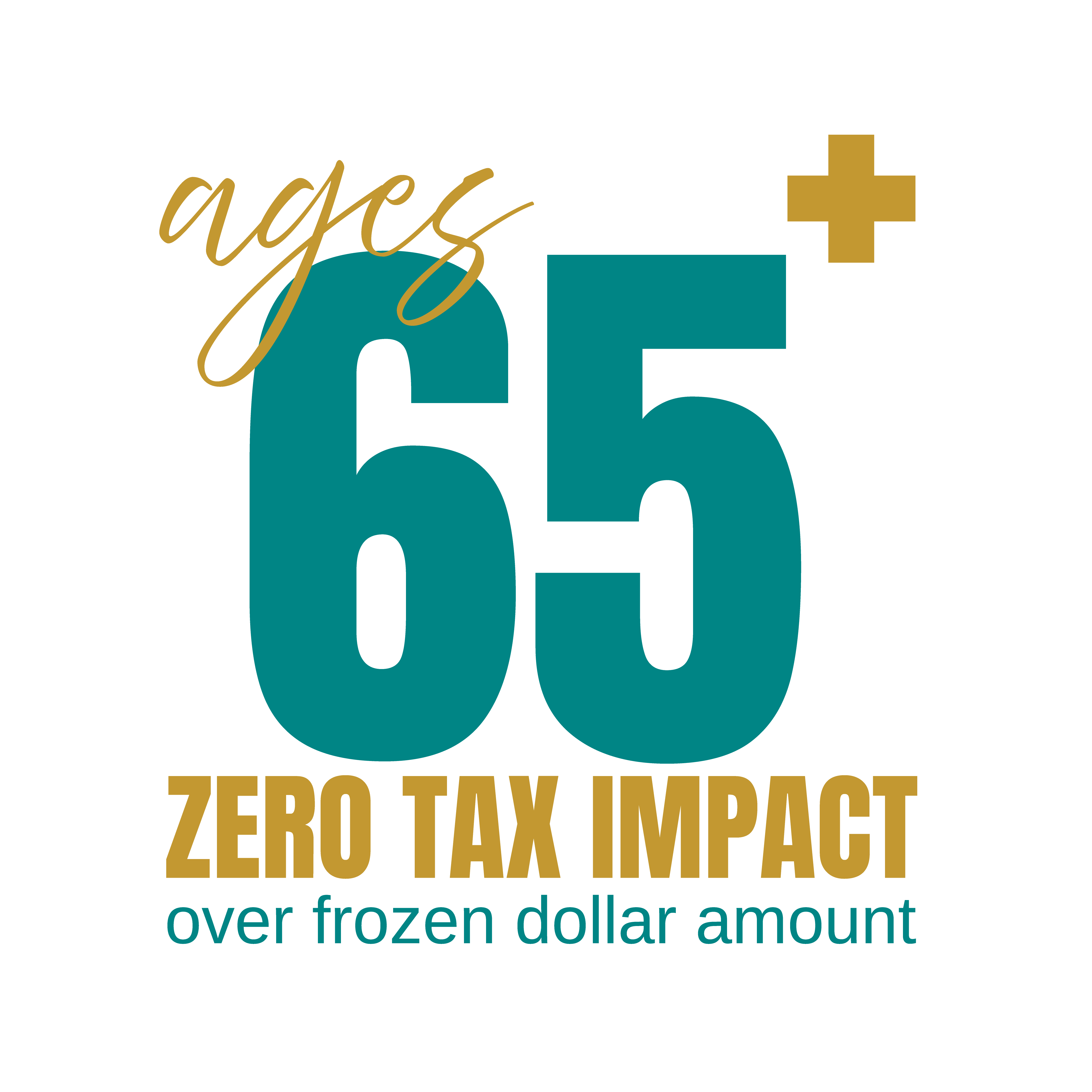 Ages 65+ zero tax impact over frozen dollar amount